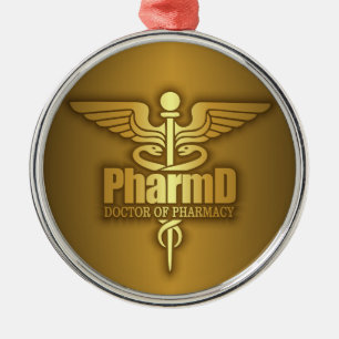 Guld- Caduceus (PharmD) Julgransprydnad Metall