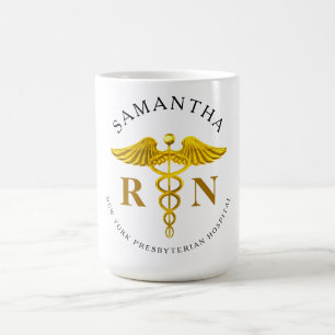 Guld Caduceus registered Nurse Namn Kaffemugg