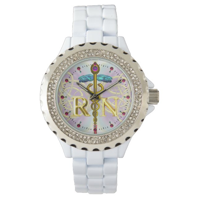 GULD CADUCEUS REGISTERED NURSE SYMBOL CELTIC KNOS ARMBANDSUR (Framsida)