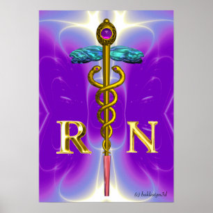 GULD CADUCEUS REGISTERED NURSE SYMBOL,Lila Poster