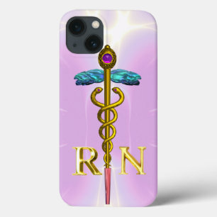 GULD CADUCEUS REGISTERED NURSE SYMBOL Ljus rosa
