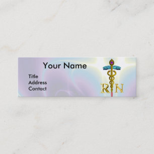 GULD CADUCEUS REGISTRERAD NURSE SYMBOL Light Blue Mini Visitkort