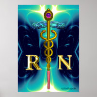 GULD CADUCEUS REGISTRERAD SYMBOL FÖR SJUKSKÖTERSKA