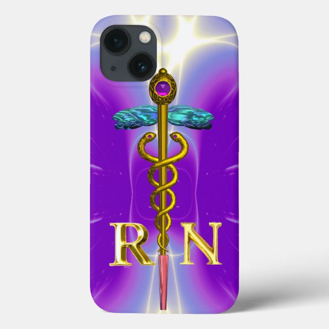 GULD CADUCEUS REGISTRERADE NURSE SYMBOL Lila (Baksida)