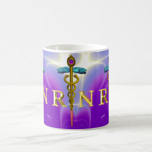 GULD CADUCEUS REGISTRERADE NURSE SYMBOL Lila Teal Kaffemugg