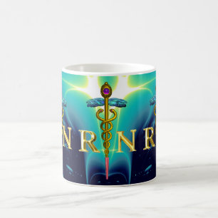 GULD CADUCEUS REGISTRERADE NURSE SYMBOL Teal Blue Kaffemugg