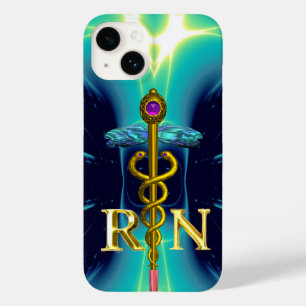 GULD CADUCEUS REGISTRRED NURSE SYMBOL Aqua Blue