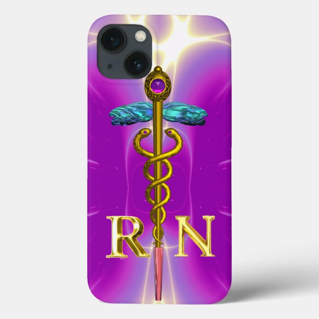 GULD CADUCEUS REGISTRRED NURSE SYMBOL Rosa Fuchsia (Baksida)