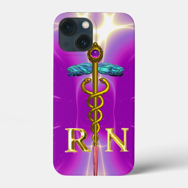 GULD CADUCEUS REGISTRRED NURSE SYMBOL Rosa Fuchsia (Baksida)