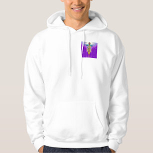 GULD CADUCEUS VETERINÄR SYMBOL,Lila Fuchsia Tröja Med Luva