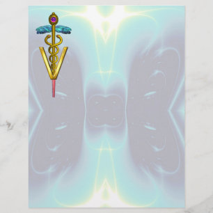 GULD CADUCEUS VETERINÄR SYMBOL, Teal Blue