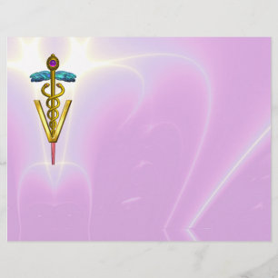 GULD CADUCEUS VETERINÄRSYMBOL, lilac,rosa