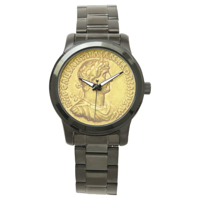 Guld Caesar Antiquities Coin Dial Armbandsur (Framsida)