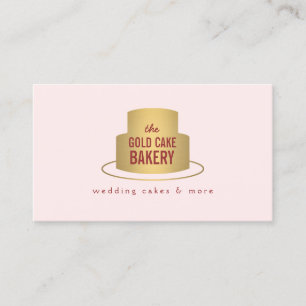 Guld Cake Logotyp on Rosa for Bakery, Cafe, Chef Visitkort