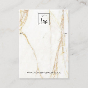 GULD CALACATTA MARBLE NECKLACE BRACELET VISNING VISITKORT