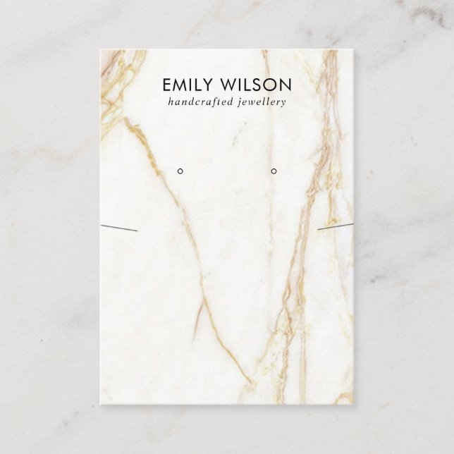 GULD CALACATTA MARBLE NECKLACE EARRING VISNING VISITKORT (Framsida)