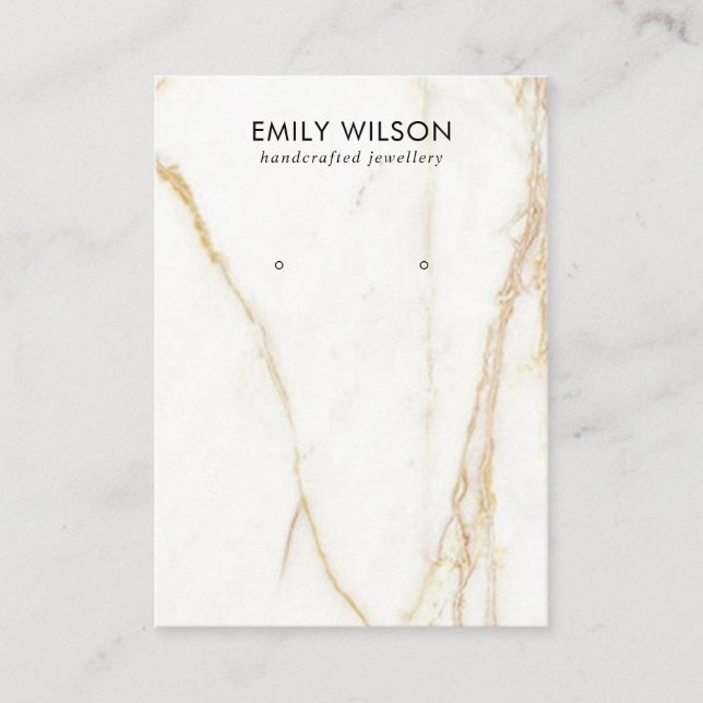 GULD CALACATTA MARBLE STRUKTUR STUD EARRING VISNIN VISITKORT (Framsida)