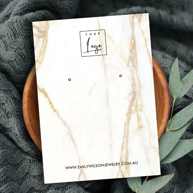 GULD CALACATTA MARBLE STUD EARRING VISNING CARD VISITKORT (Skapare uppladdad)