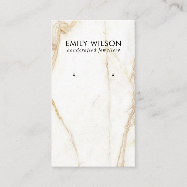 GULD CALACATTA MARBLE TEXTUR STUD EARRING VISNING VISITKORT (Framsida)