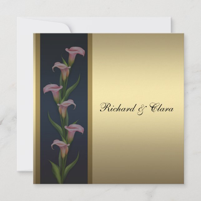 Guld Calla Lily 50-års guldjubileum Inbjudningar (Framsida)