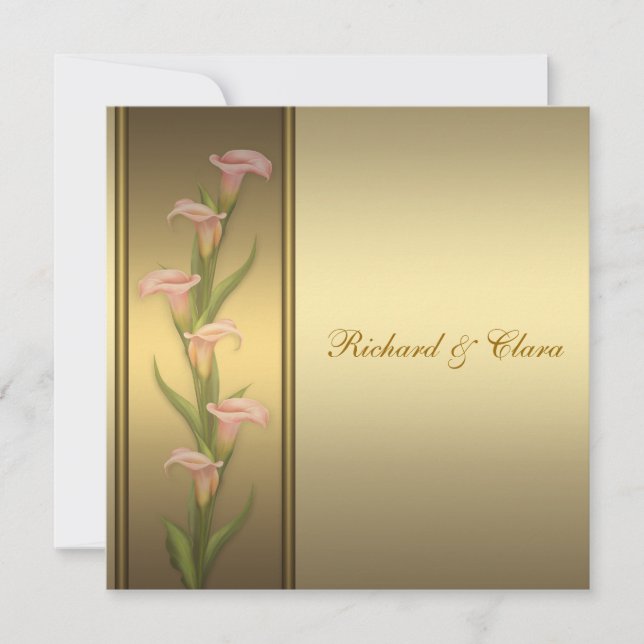 Guld Calla Lily 50-års gyllene jubileum Inbjudningar (Framsida)