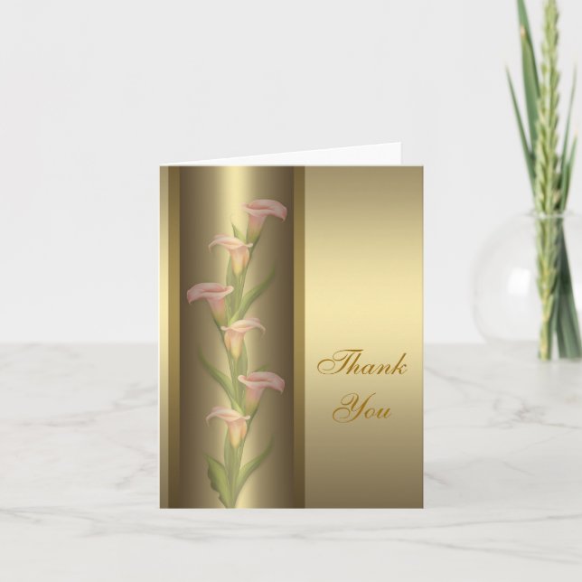 Guld Calla Lily Tacksamhetskort Tack Kort (Framsida)