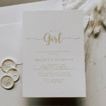 Guld Calligrafi.. Det är en liten babystötare Inbjudningar<br><div class="desc">Den här kalligrafin i guld är en inbjudan till en liten babydusch är perfekt för en strålande babydusch eller sprinkle. Den enkla utformningen och utformningen av eleganten har skripttypografin klassisk och finare i guld.</div>