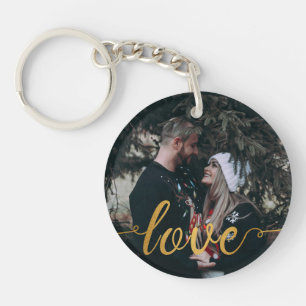 Guld- Calligraphic kärlek Keychain för