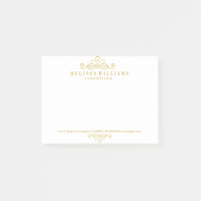 Guld CalliGraphics Swirls Design Post-it Block (Framsida)