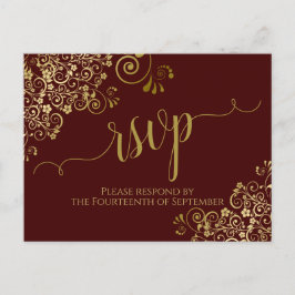Guld Calligraphy Auburn Brown Bröllop OSA Vykort