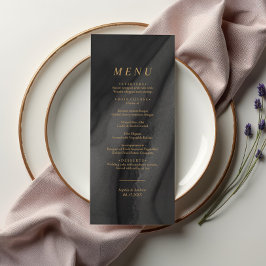 Guld Calligraphy & Black Agat Bröllop Menu Meny