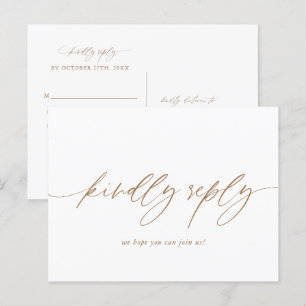 Guld Calligraphy Bröllop Menu Choice OSA Postcard Vykort
