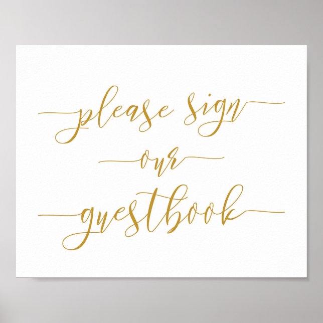 Guld Calligraphy Bröllop undertecknar vår gäst Bok Poster (Framsidan)