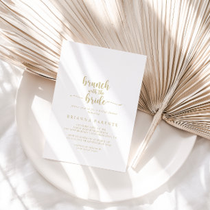 Guld Calligraphy Brunch med Bride Shower Inbjudningar