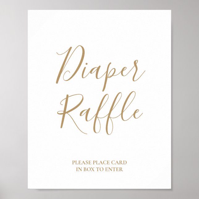 Guld Calligraphy Diaper Raffle Poster (Framsidan)