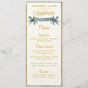 Guld Calligraphy Elegant Family Julmiddag Meny