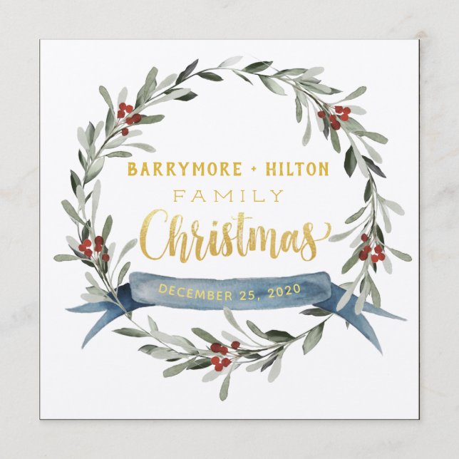 Guld Calligraphy Elegant Sprig Julmiddag Meny (Framsida)