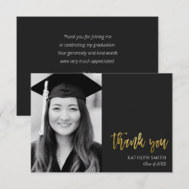 Guld Calligraphy Modern Photo Studenten Tack Kort