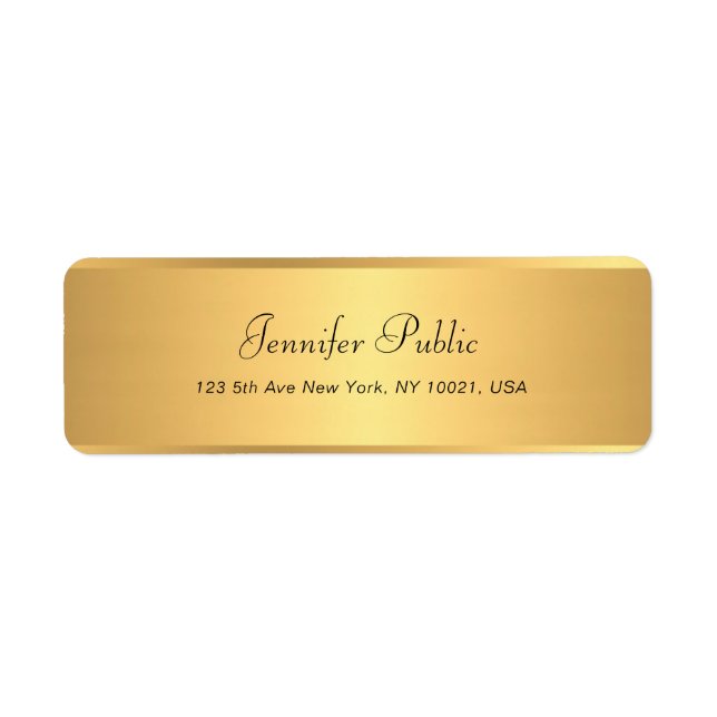 Guld Calligraphy Namn Text Professionell Modern Returadress Etikett (Framsidan)
