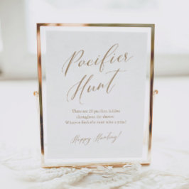 Guld Calligraphy Nappar Hunt Baby Shower Game Poster