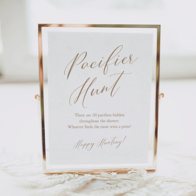 Guld Calligraphy Nappar Hunt Baby Shower Game Poster (Skapare uppladdad)