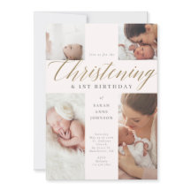 Guld Calligraphy Photo Christening & 1st Birthday