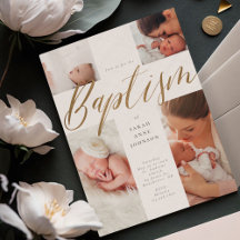 Guld Calligraphy Photo Collage Baby Baptism Kor