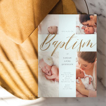Guld Calligraphy Photo Collage Baby Baptism Kor