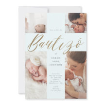 Guld Calligraphy Photo Collage Baby Bautizó Kor