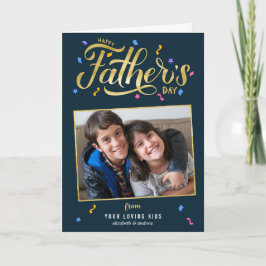 Guld Calligraphy Photo Fars dag Kort