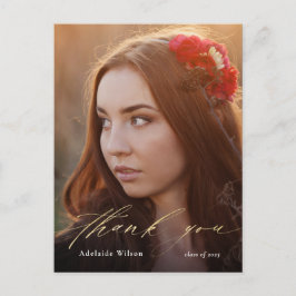 Guld Calligraphy Photo Studenten Tack Vykort