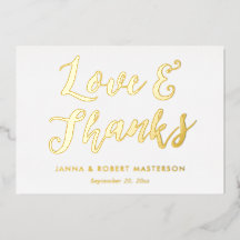 Guld Calligraphy Photo Tack, kärlek och tack