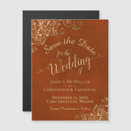 Guld Calligraphy Rust Orange Spara datum magneter