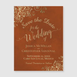 Guld Calligraphy Rust Orange Spara datum magneter